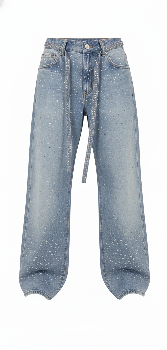 Rhinestone Baggy Jeans