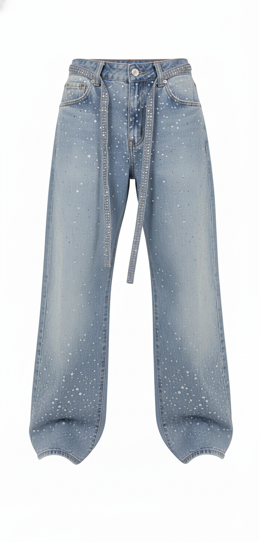 Rhinestone Baggy Jeans