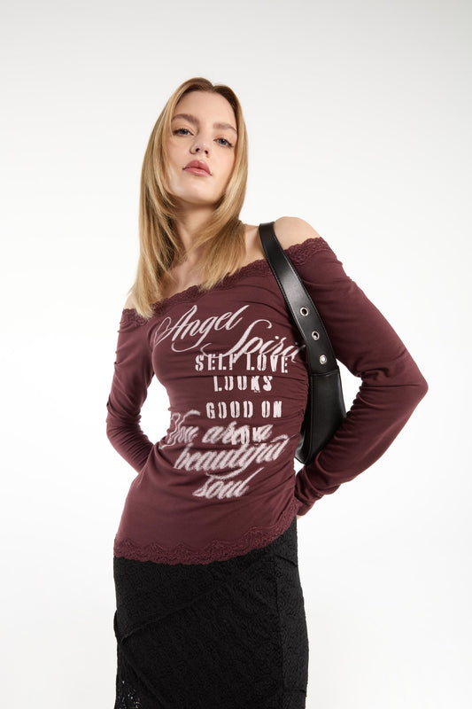 Vintage Script Off-Shoulder